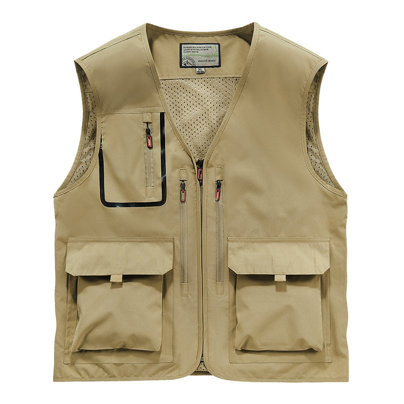 Herren Multifunktionale Outdoor-Utilityweste mit Mesh-Innenfutter und Mehrfach-Taschen Drune