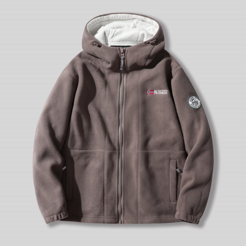Herren Fleecejacke mit abnehmbarer Kapuze Drune