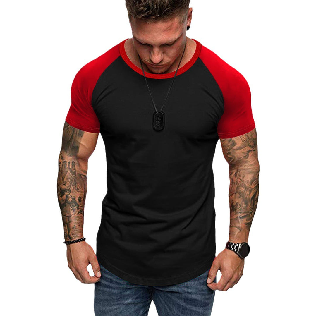Herren Rundhalsshirt mit kontrastierenden Ärmeln und figurbetonter Passform Drune