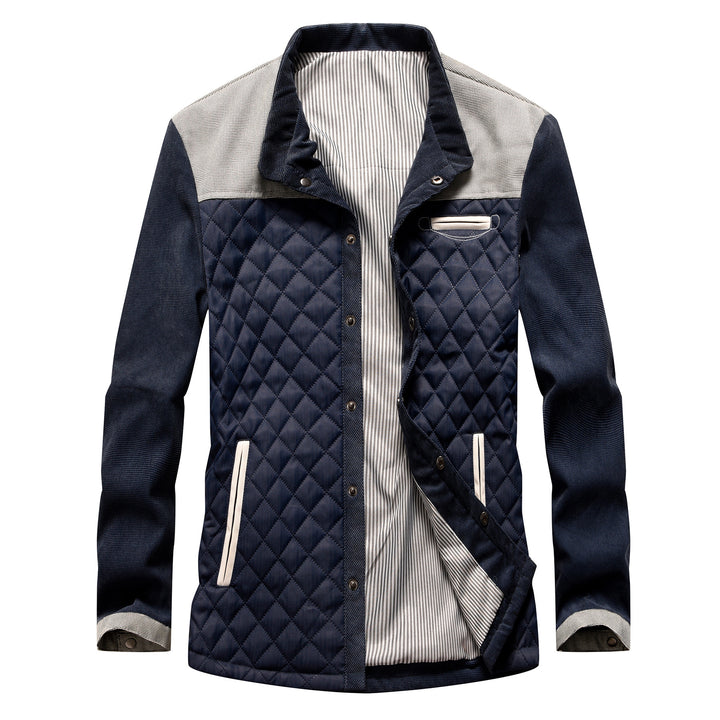 Herren Stepp-Fieldjacke mit Rautensteppung und Kontrastbesatz Drune