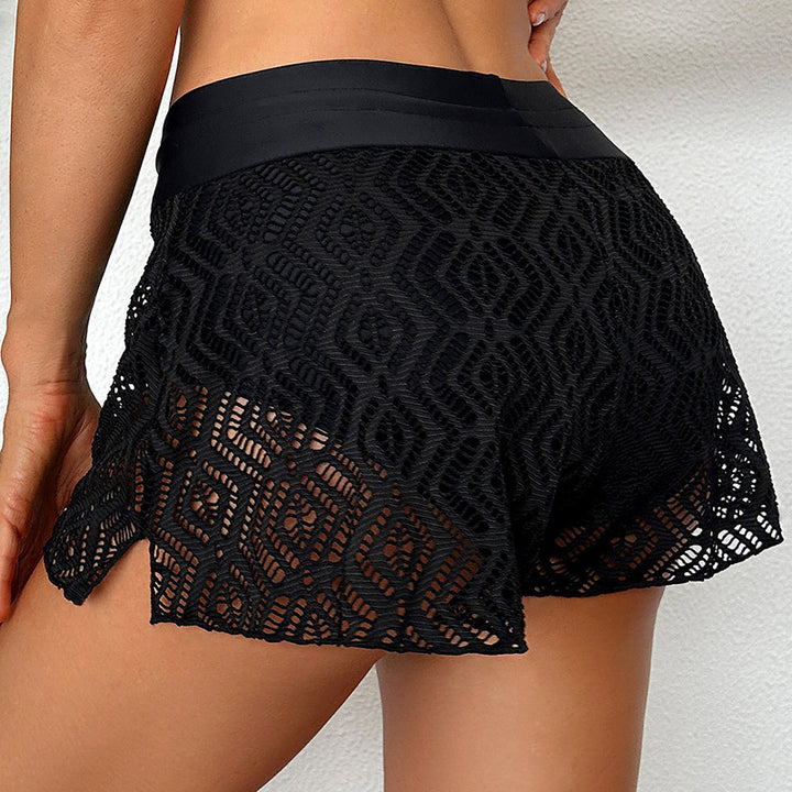 Damen Bade-Shorts mit gehäkeltem Design und elastischem Bund Drune
