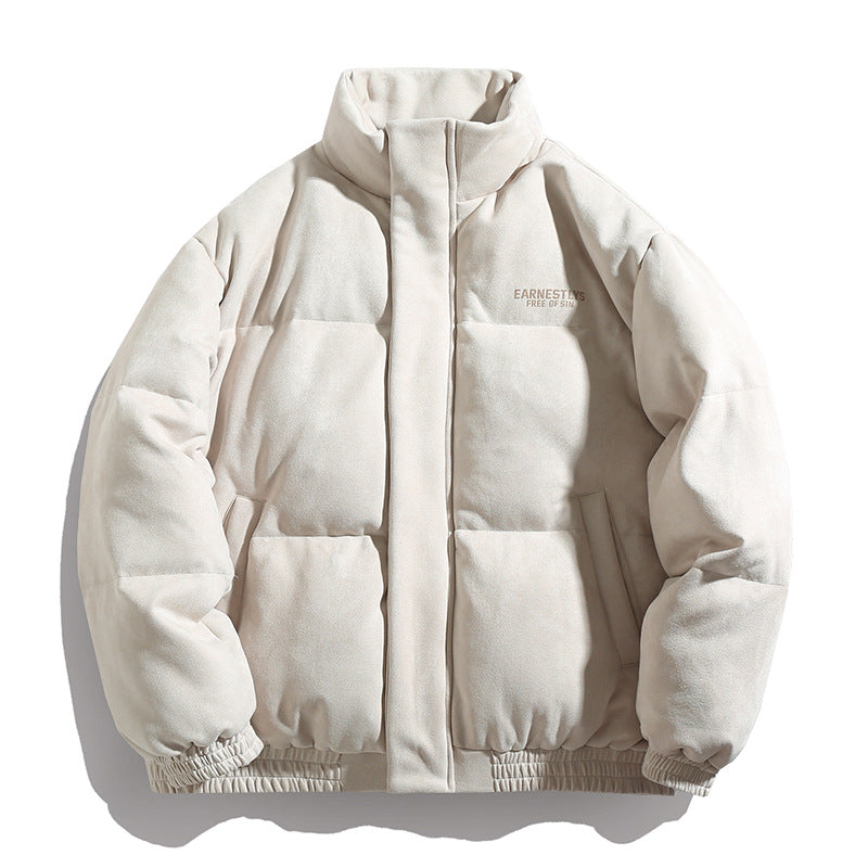 Herren Gefütterte Oversize-Steppjacke mit Stehkragen und Velours-Finish Drune
