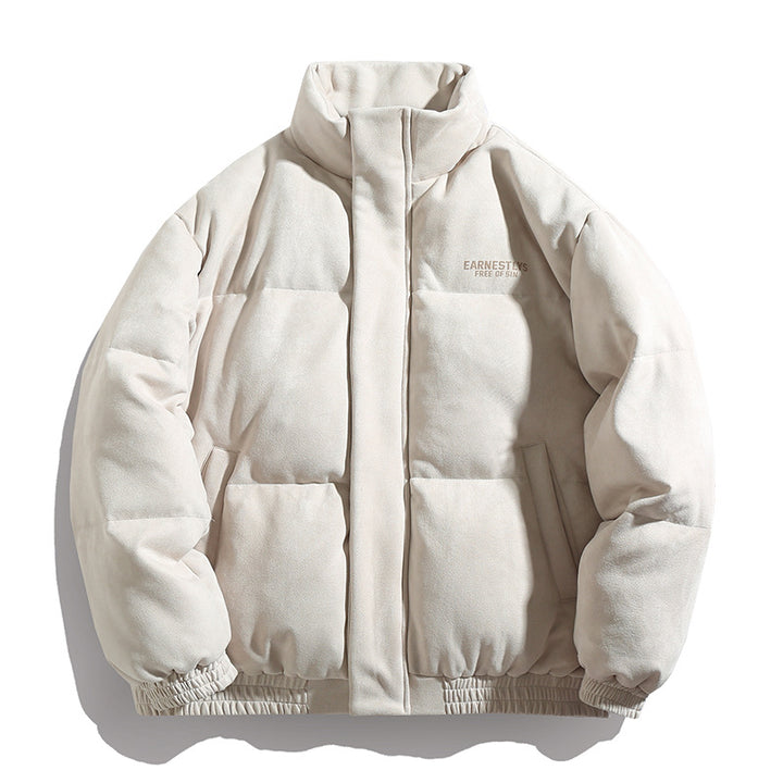 Herren Gefütterte Oversize-Steppjacke mit Stehkragen und Velours-Finish Drune