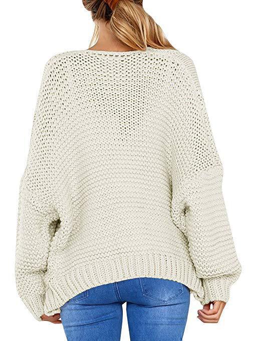 Damen Grobstrick Cardigan mit lässiger Silhouette und Knotendetails Drune