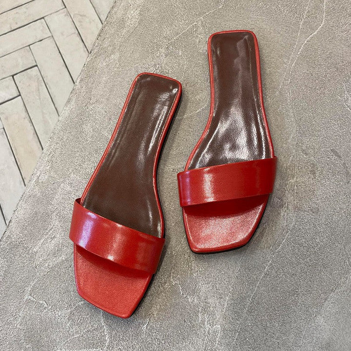 Damen elegante Badesandalen mit breitem Riemendesign und weicher Sohle Drune