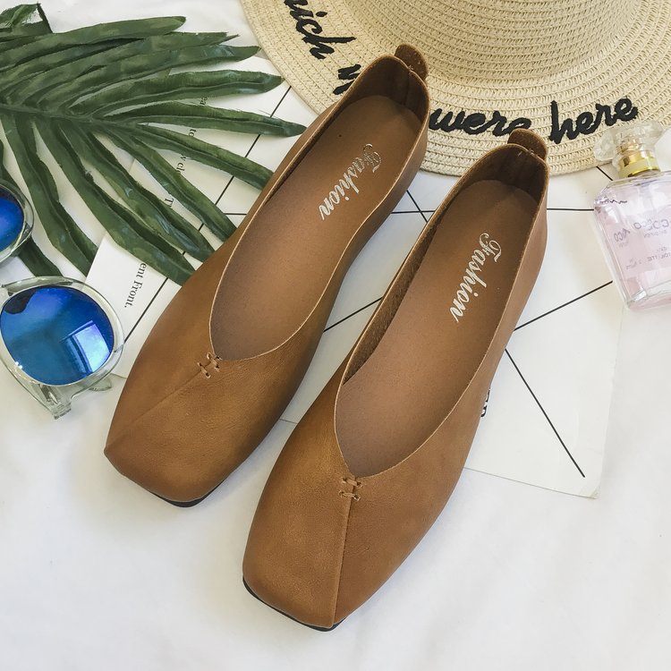Damen nan quadratische Ballerina-Slipper aus weichem Kunstleder mit gepolstertem Komfortfußbett Drune