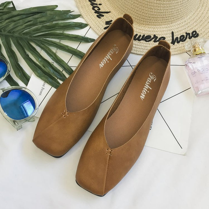 Damen nan quadratische Ballerina-Slipper aus weichem Kunstleder mit gepolstertem Komfortfußbett Drune