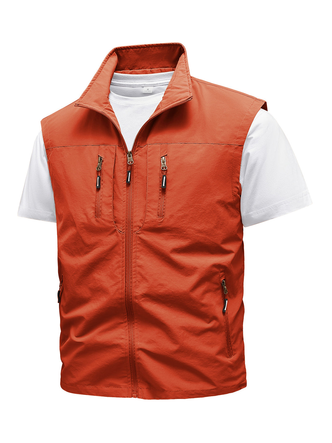 Herren nan multifunktionale Outdoorweste mit Stehkragen und mehreren Reißverschlusstaschen Drune