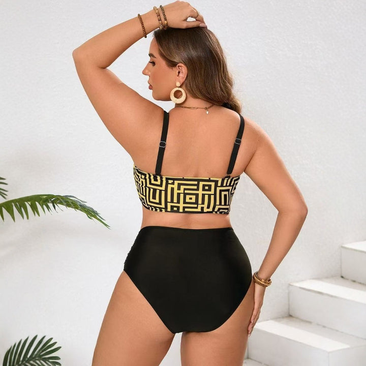 Damen Zweiteiliges Bikini-Set mit modernem geometrischem Design Drune