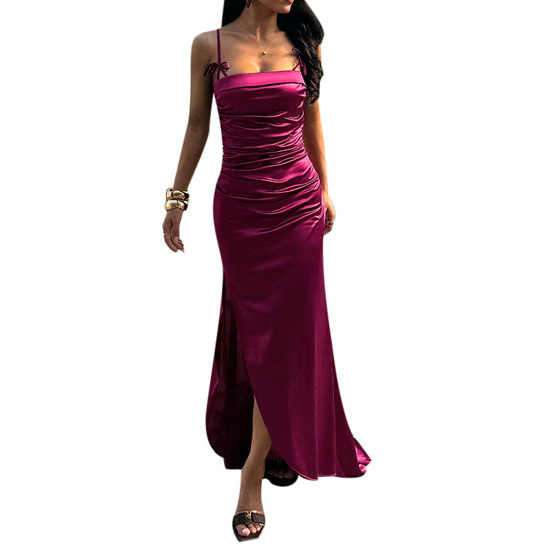 Damen Elegantes Maxikleid mit raffinierten Raffungselementen Drune