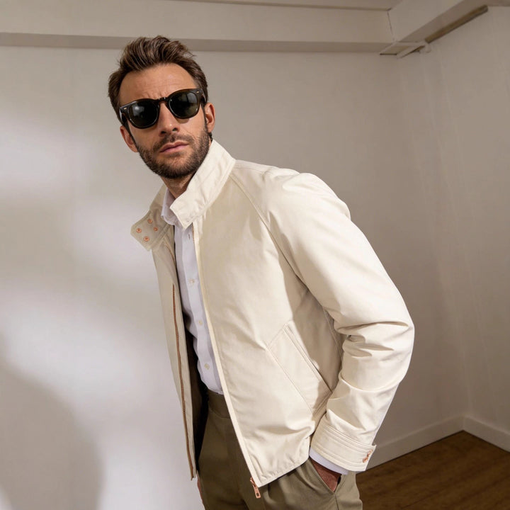 Herren Harrington-Jacke mit Cordkragen, Zweiwege-Reißverschluss und verdeckten Eingrifftaschen Drune