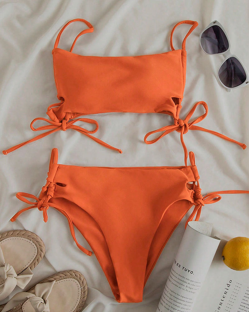 Damen Crop-Top Bikini mit verstellbaren Schnüren Drune