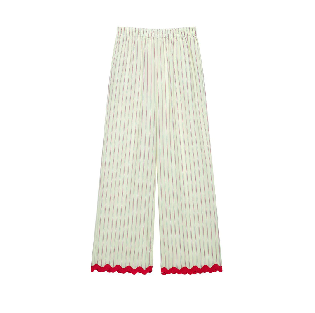 Damen Leichte weit geschnittene Loungehose mit elastischem Bund und welligem Saum Drune