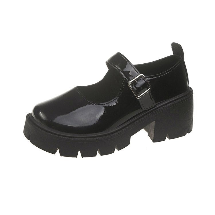 Damen Retro-Mary Jane Schuhe mit stabiler Plateausohle Drune