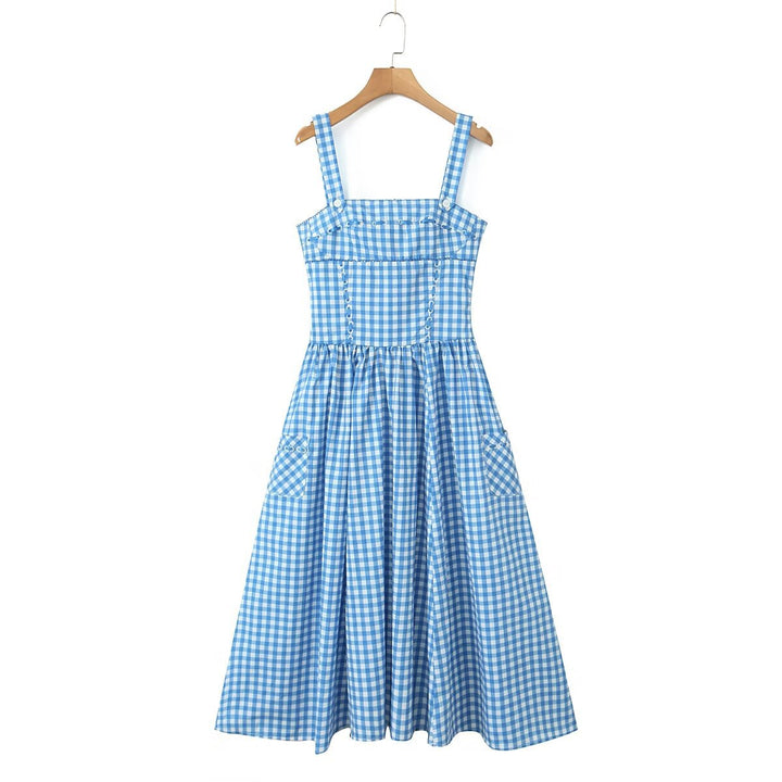 Damen Sommerliches Viskosekleid mit Gingham-Muster und praktischen Taschen Drune