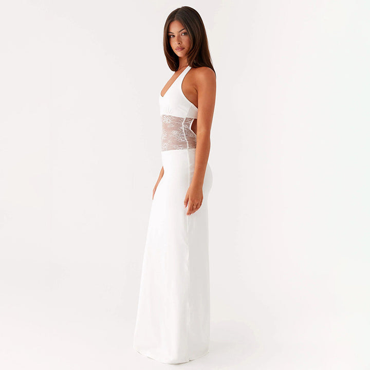 Damen Elegantes Maxikleid mit romantischer Spitzenmitte Drune