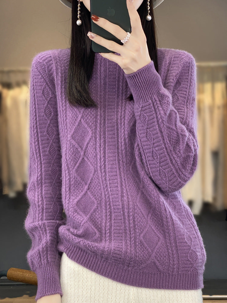 Damen Zopfmuster-Feinstrickpullover mit Ajour-Bahnen und weichem Mohair-Finish Drune