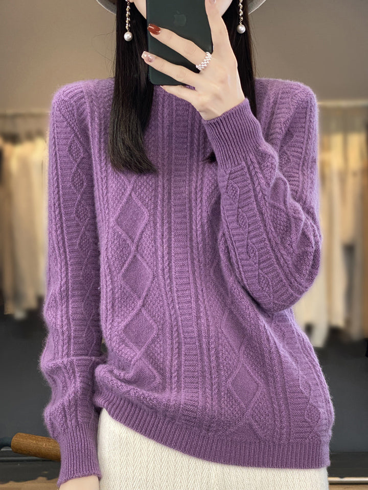 Damen Zopfmuster-Feinstrickpullover mit Ajour-Bahnen und weichem Mohair-Finish Drune