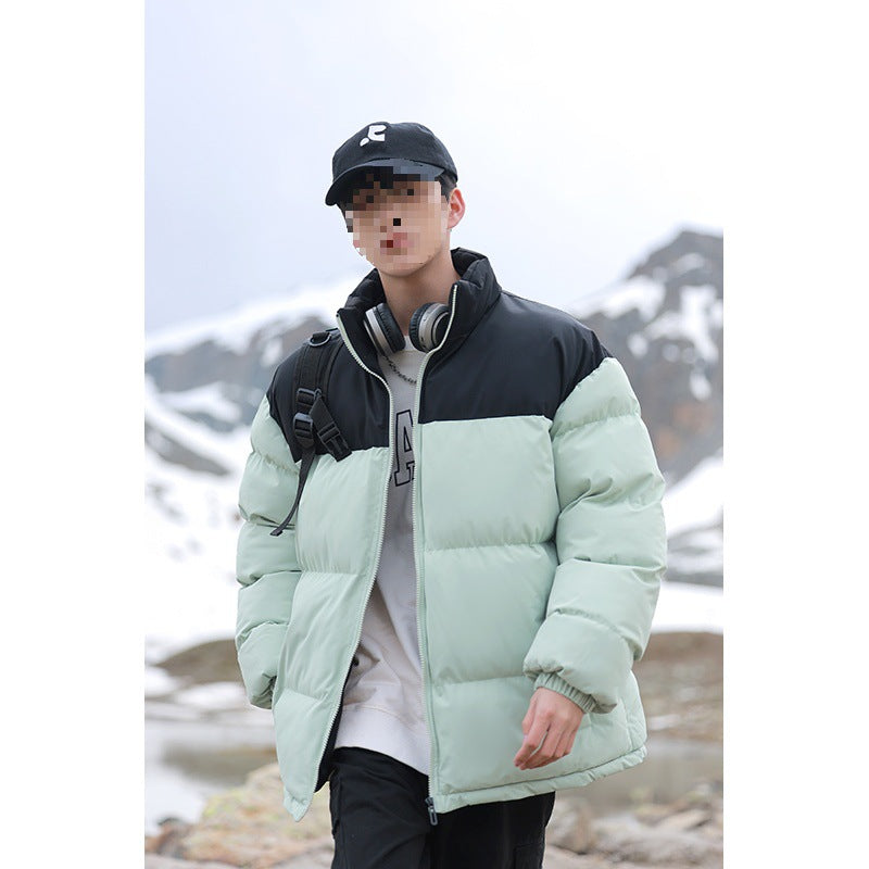 Herren Oversize-Steppjacke mit Colourblock-Schulter, hoher Stehkragen & windabweisender Wattierung Drune