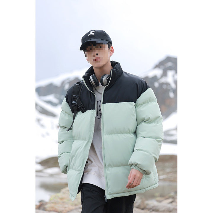 Herren Oversize-Steppjacke mit Colourblock-Schulter, hoher Stehkragen & windabweisender Wattierung Drune