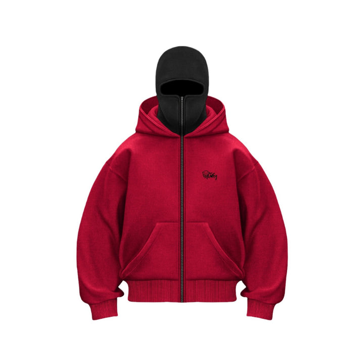 Unisex Kapuzen-Sweatjacke mit vollem Reißverschluss und enganliegender Kapuze Drune