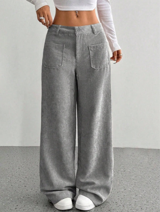 Damen Weite und bequeme Cordhose mit Taschen Drune