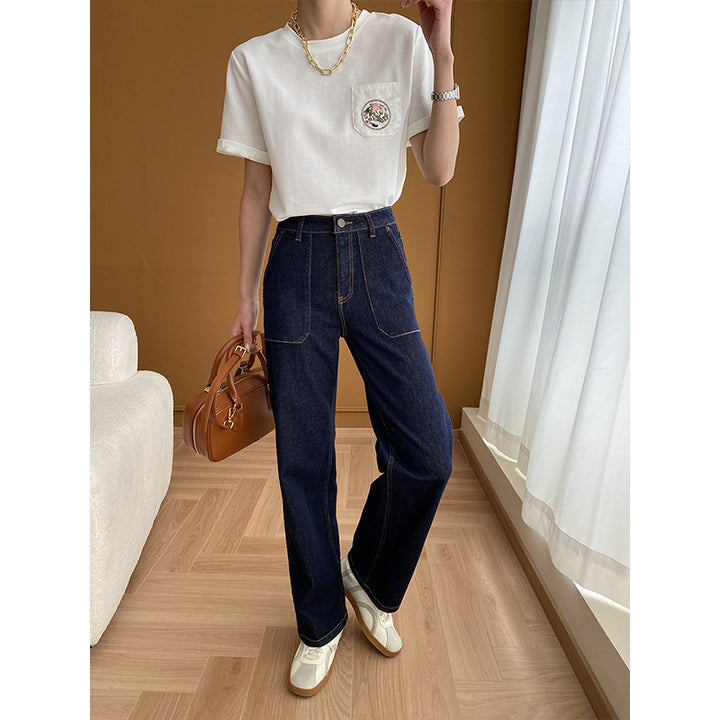 Damen High-Waist Jeans mit lässigem Schnitt und praktischen Taschen Drune