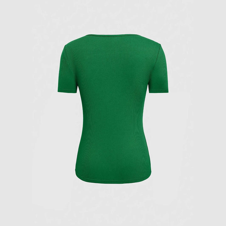 Damen kurzärmliges Oberteil mit trendischem Cut-Out-Design Drune