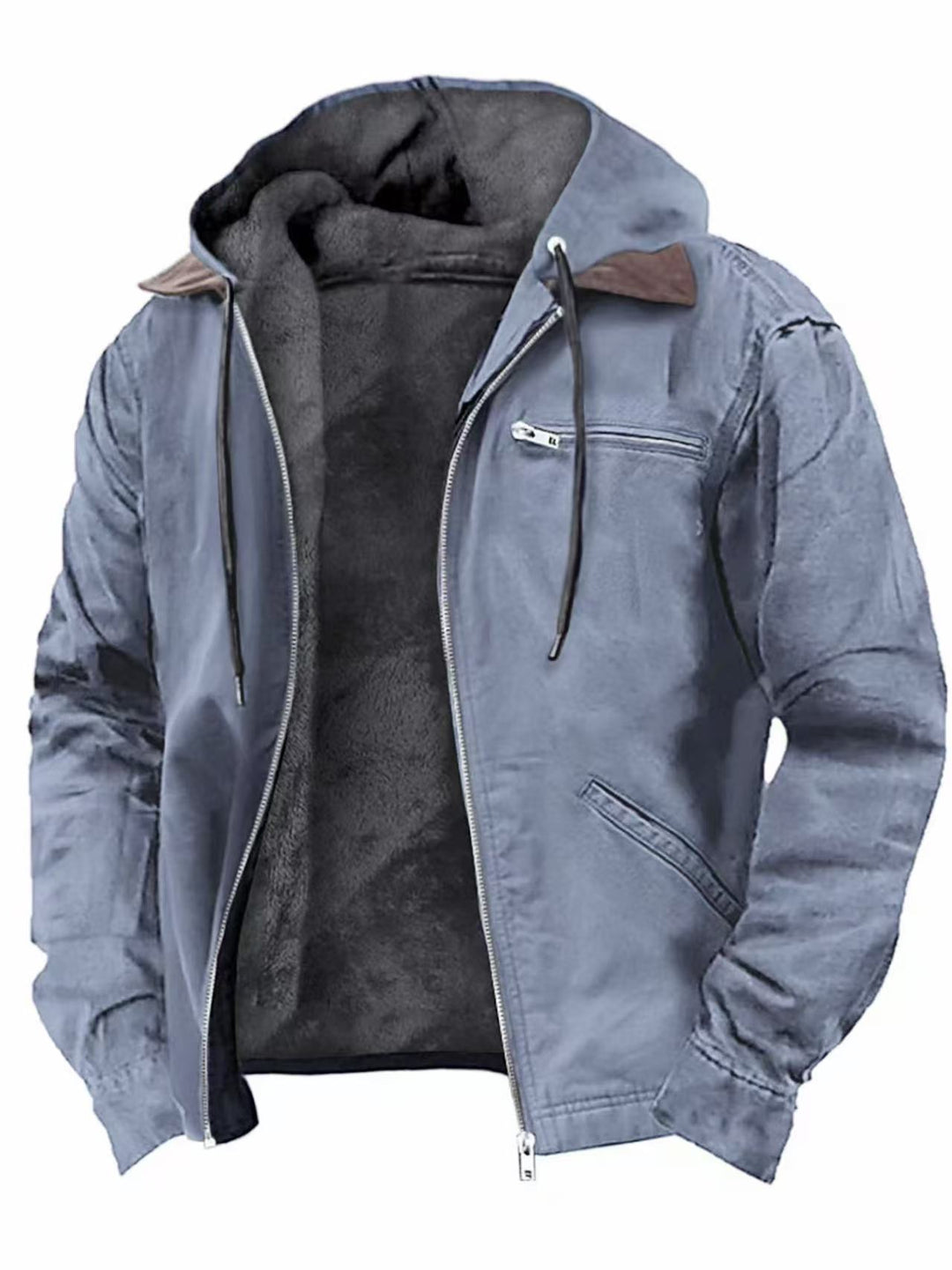 Herren nan wattierte Kapuzenjacke mit Teddyfutter und robuster Canvas-Aussenschicht Drune