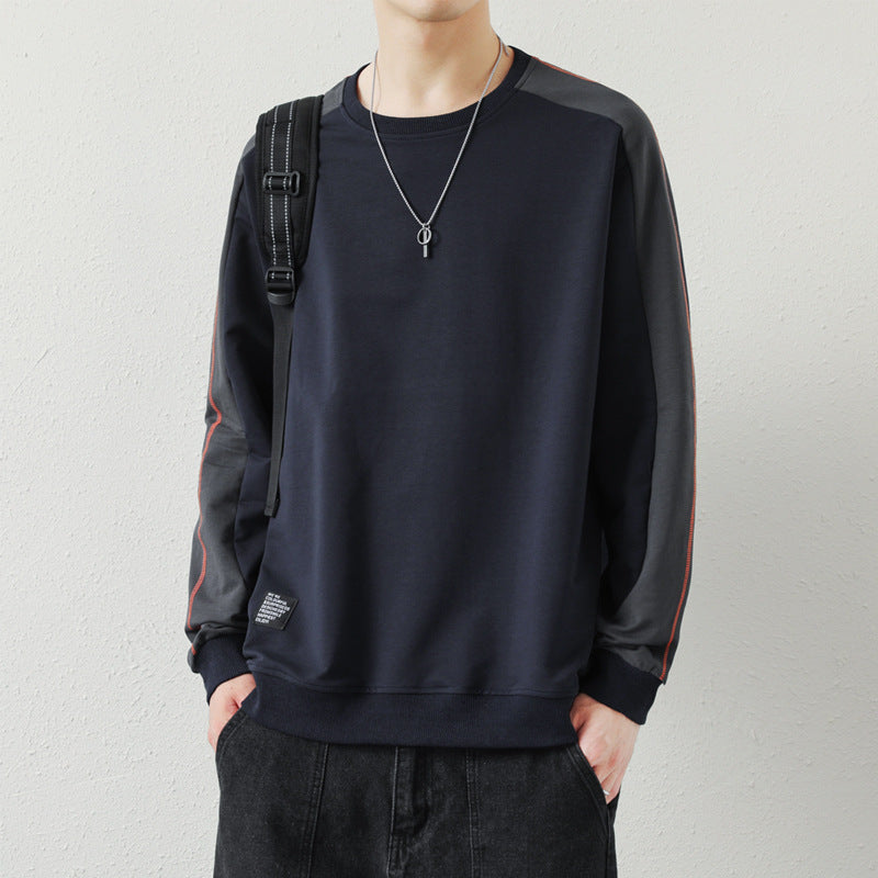 Herren Oversize-Sweatshirt mit kontrastierenden Ärmeln, Flachnaht-Details und Rippbündchen Drune