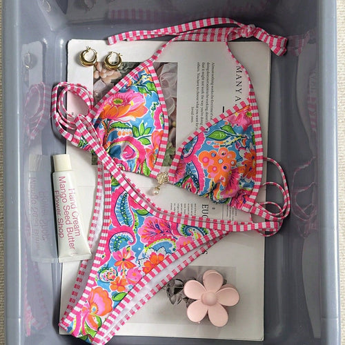 Damen Triangel-Bikini mit verspieltem Floral-Design Drune