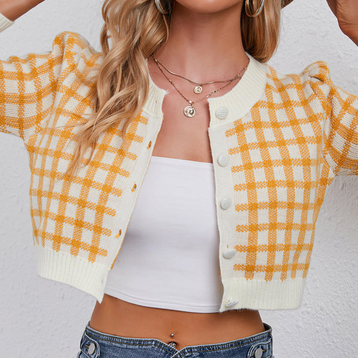 Damen Kuscheliger Karo Strickcardigan Drune