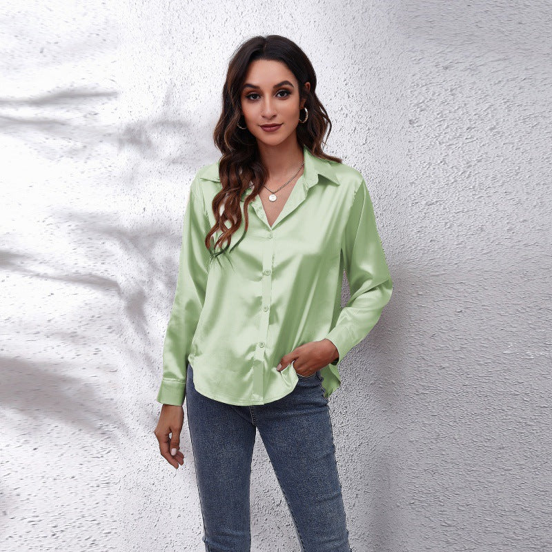 Damen elegante Satinbluse Drune