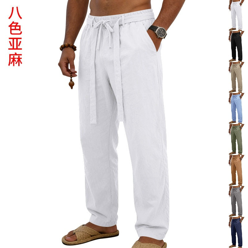 Herren Atmungsaktive Sommer-Relaxhose mit Elastikbund, Tunnelzug und Seitentaschen Drune