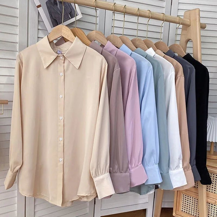 Damen elegante Bluse mit voluminösen Ärmeln Drune