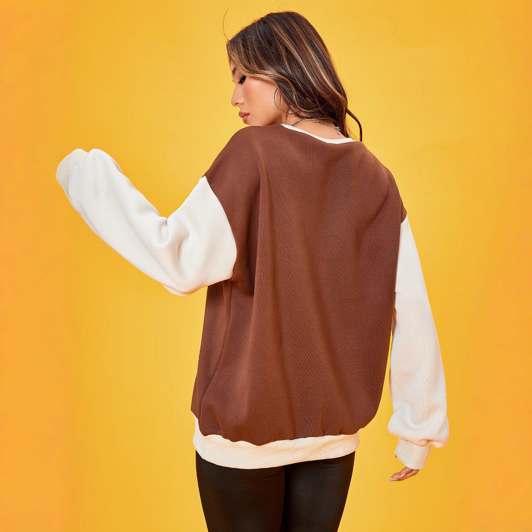 Damen Sweatshirt mit lässigen Puffärmeln und dekorativem Logo Drune