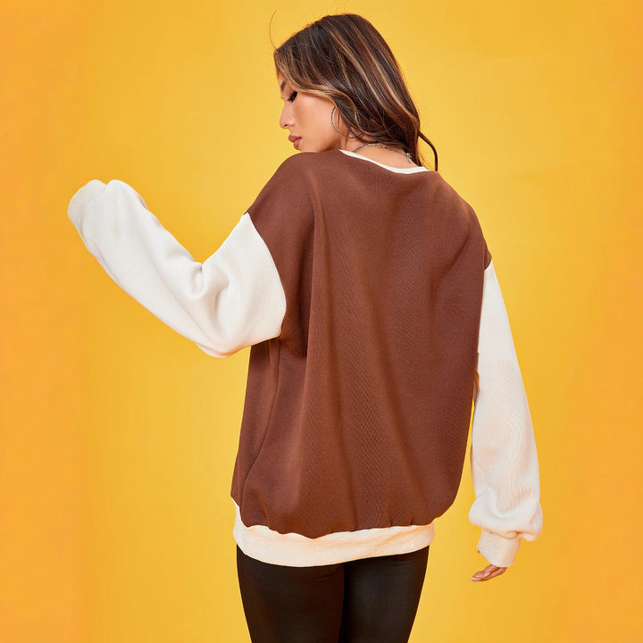 Damen Sweatshirt mit lässigen Puffärmeln und dekorativem Logo Drune