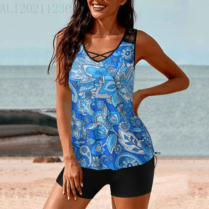 Damen Tankini-Set mit Hohe Taille und Sportlichem Flair Drune