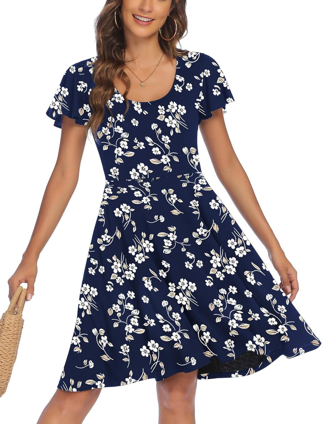 Damen Sommerliches Kleid mit floralem Muster und schwingendem Rock Drune