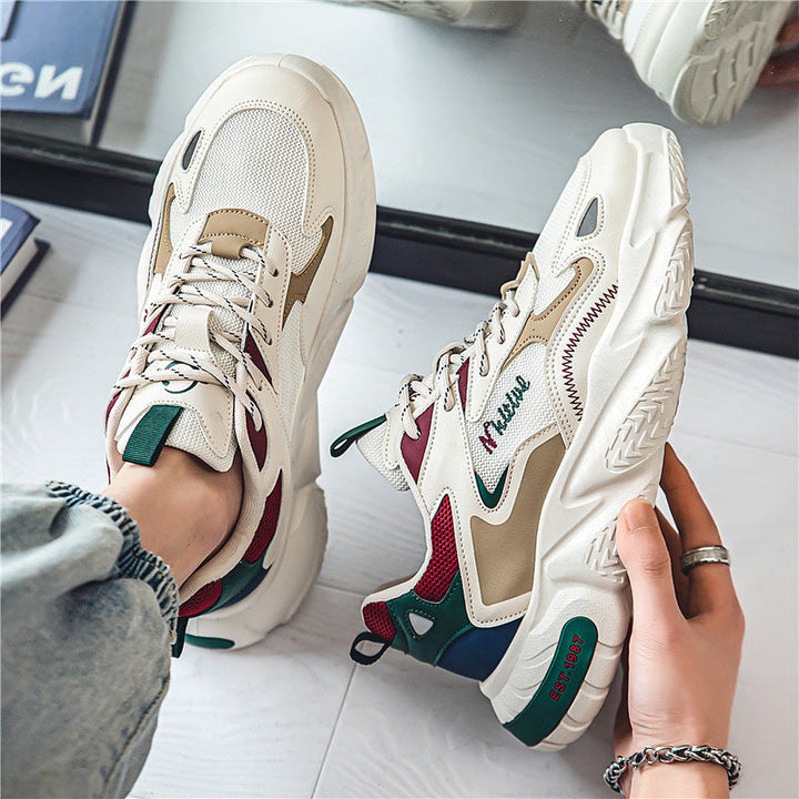 Damen modische Chunky Sneakers mit atmungsaktiver Oberflächenstruktur Drune