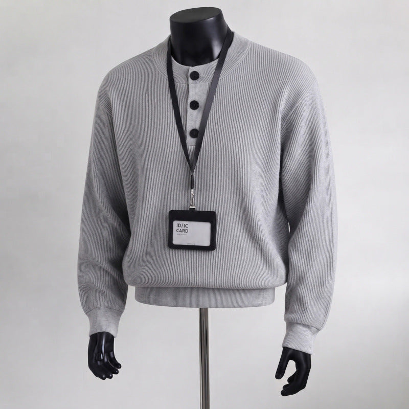 Herren Grobstrickpullover mit Knopfleiste Drune