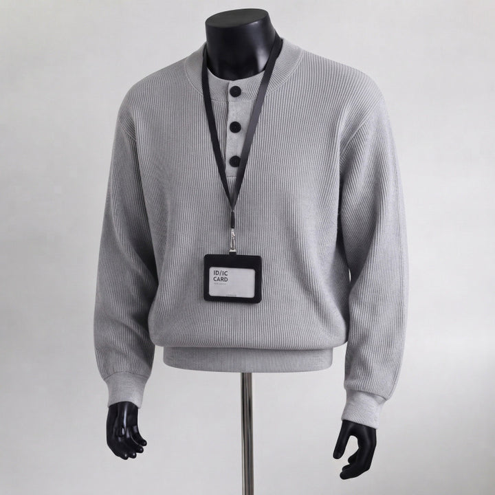 Herren Grobstrickpullover mit Knopfleiste Drune