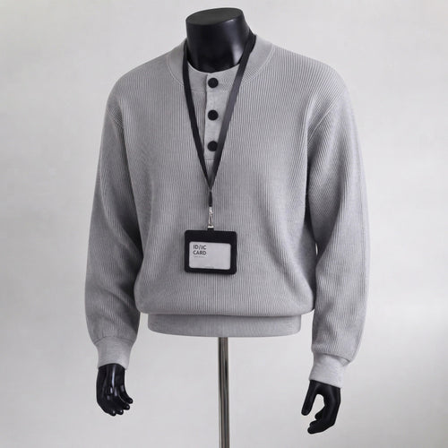 Herren Grobstrickpullover mit Knopfleiste Drune
