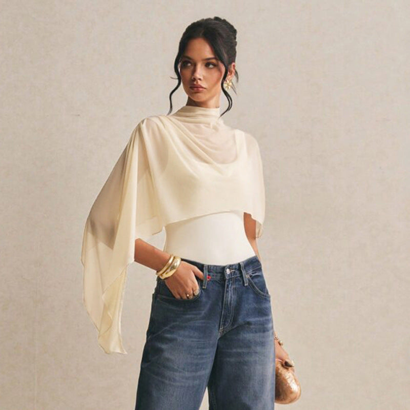 Damen Body mit elegantem Chiffon-Überwurf Drune
