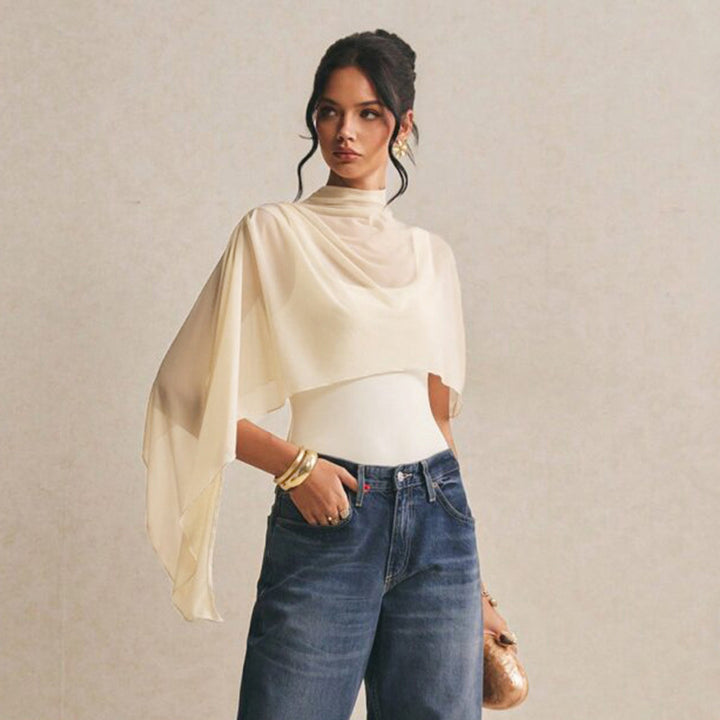 Damen Body mit elegantem Chiffon-Überwurf Drune