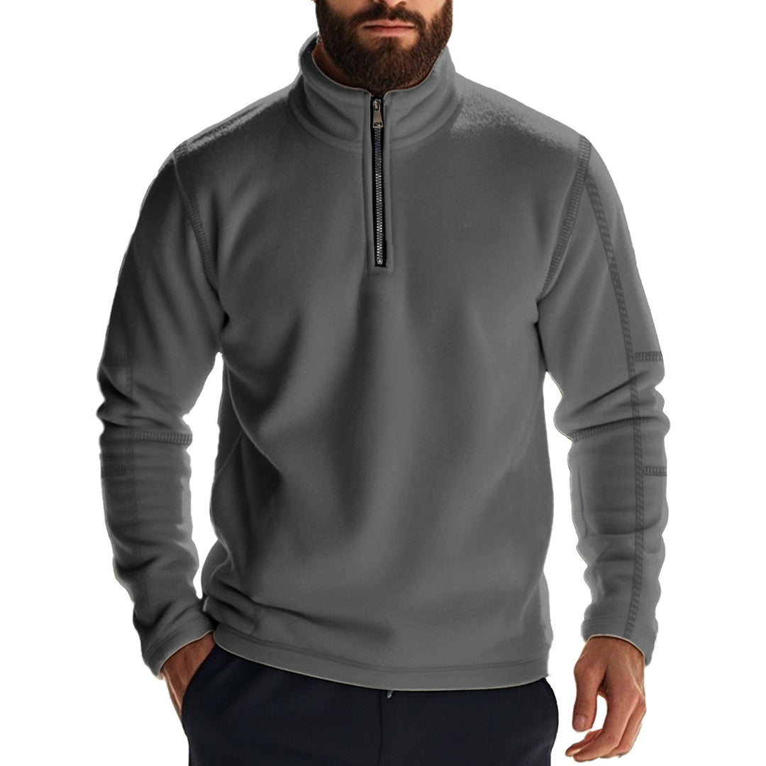 Herren kuscheliger Fleece-Pullover mit half-Zip und hohem Kragen Drune
