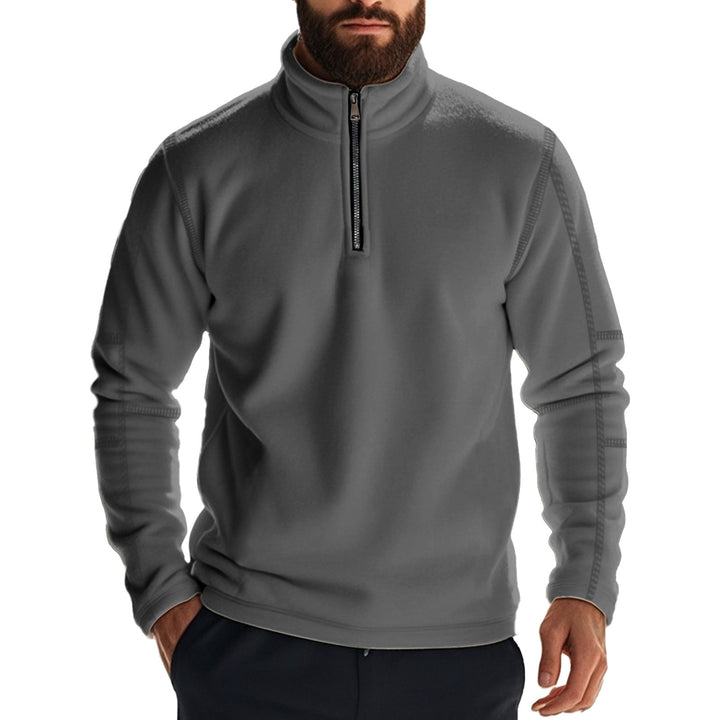 Herren kuscheliger Fleece-Pullover mit half-Zip und hohem Kragen Drune