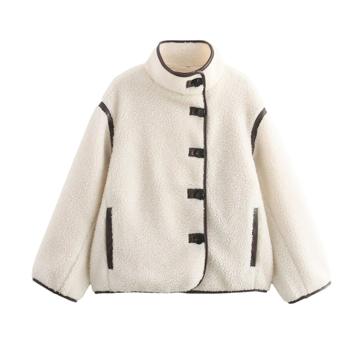 Damen Kuschelige Teddyjacke mit hohem Kragen und praktischen Eingrifftaschen Drune