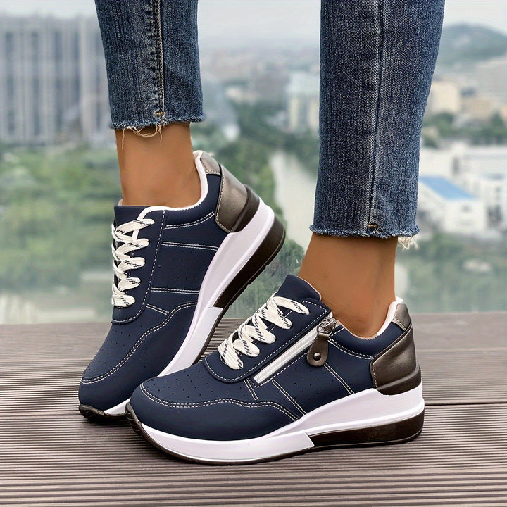 Damen Komfort-Keil-Sneaker mit seitlichem Zipper und dämpfender Plateau-Sohle Drune