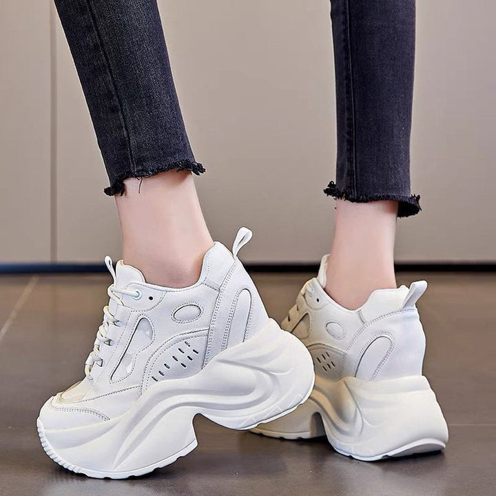 Damen sportliche Chunky Sneakers mit extragroßer Plateau-Sohle Drune
